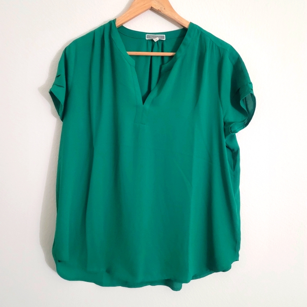 Pleione Green Short Sleeve Blouse (M)